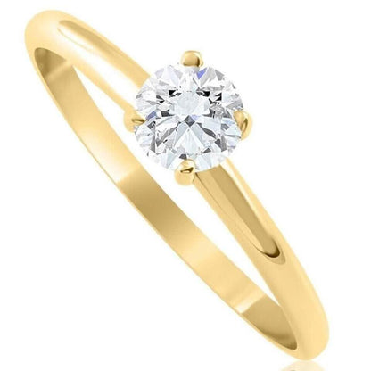 14k Yellow Gold 5/8Ct Round-Cut Solitaire Diamond Engagement Ring High Polished - A-1 Thread Vault