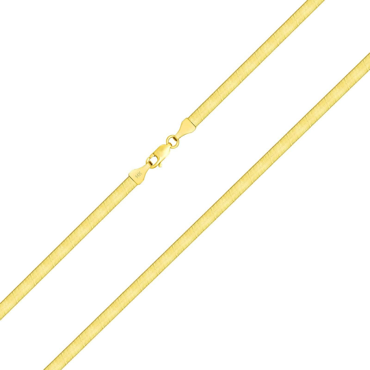 14K Yellow Gold Solid Womens 4mm High Polish Silk Herringbone Chain Necklace - A-1 Thread Vault