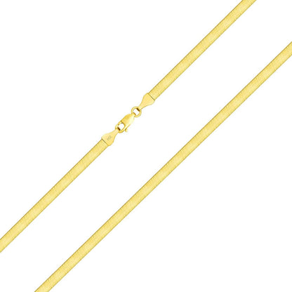 14K Yellow Gold Solid Womens 4mm High Polish Silk Herringbone Chain Necklace - A-1 Thread Vault
