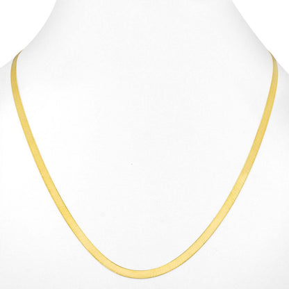 14K Yellow Gold Solid Womens 4mm High Polish Silk Herringbone Chain Necklace - A-1 Thread Vault