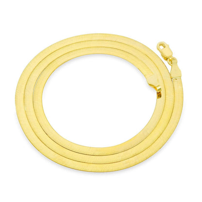 14K Yellow Gold Solid Womens 4mm High Polish Silk Herringbone Chain Necklace - A-1 Thread Vault