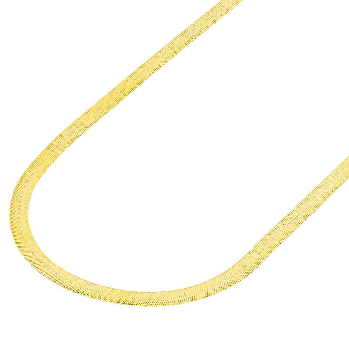 14K Yellow Gold Solid Womens 4mm High Polish Silk Herringbone Chain Necklace - A-1 Thread Vault