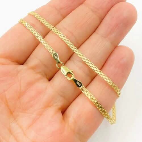 14K Yellow Solid Gold Round Bismark Chain Necklace 2.5mm 24" - A-1 Thread Vault