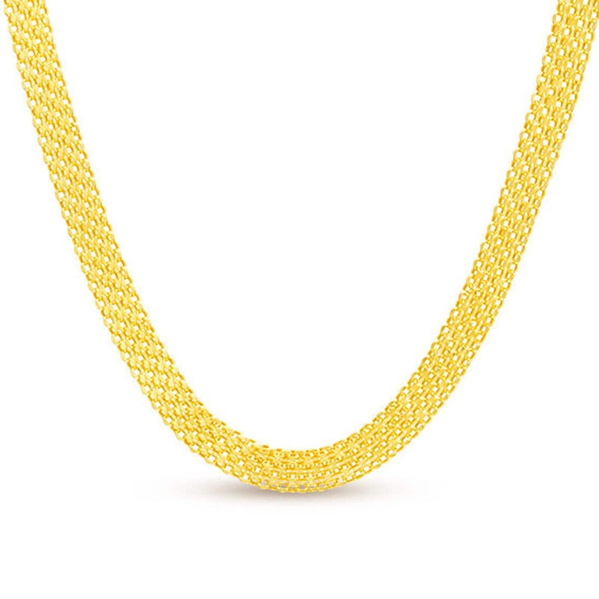 14K Yellow Solid Gold Round Bismark Chain Necklace 6MM - A-1 Thread Vault