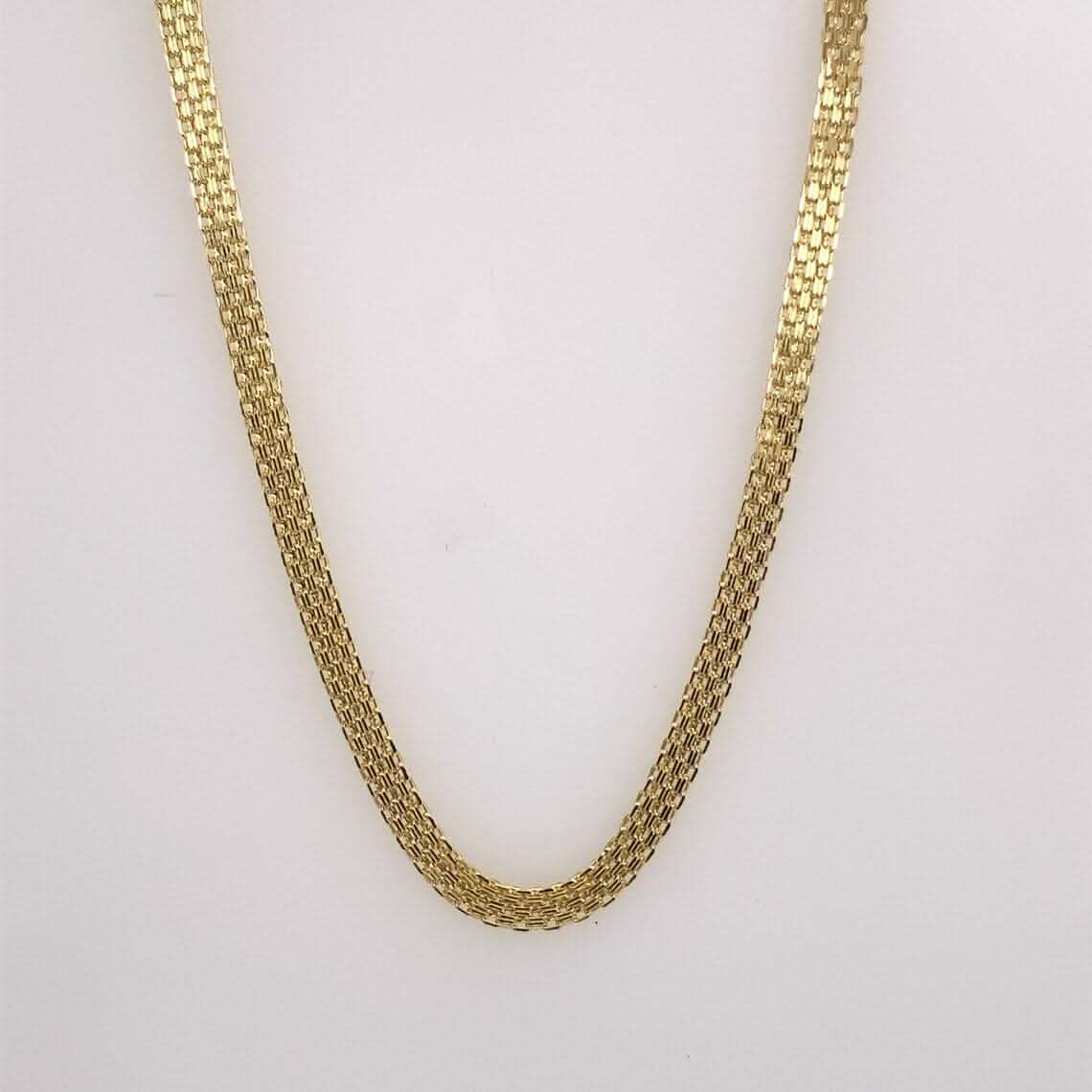 14K Yellow Solid Gold Round Bismark Chain Necklace 6MM - A-1 Thread Vault
