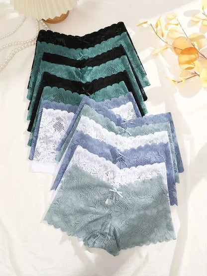 14Pcs/Set Women Lace Boyshorts Sexy Underpants Low Rise Panties Ladies Fashion Floral Lace Underwear S-XL Girls Panty Intimates - A-1 Thread Vault