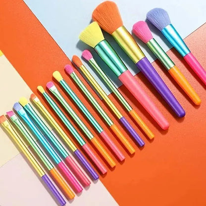 15-Pieces: Rainbow Color High Quality Makeup Brush Set - A-1 Thread Vault