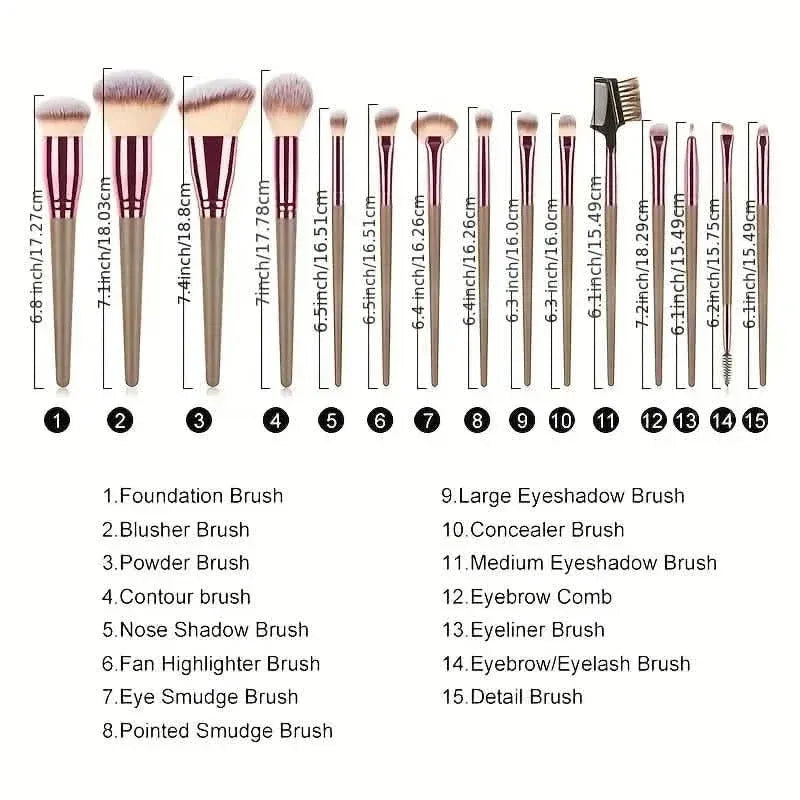 15-Pieces Set: Professional Makeup Brush - A-1 Thread Vault