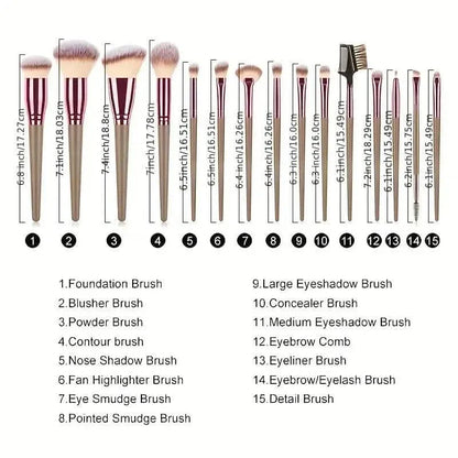 15-Pieces Set: Professional Makeup Brush - A-1 Thread Vault