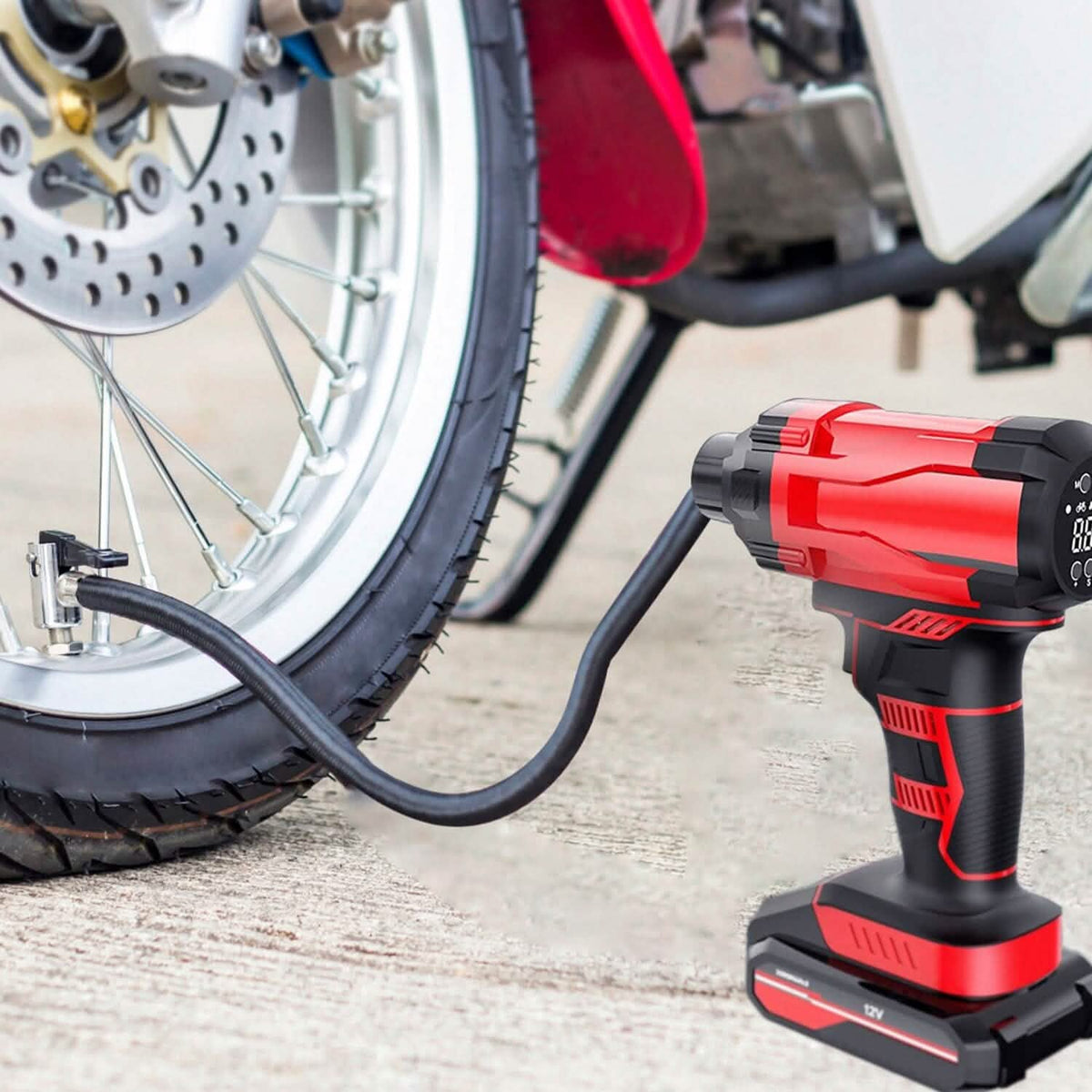 150 PSI 12V Portable Cordless Tire Pump 6000mAh Rechargeable with LED Light - A-1 Thread Vault