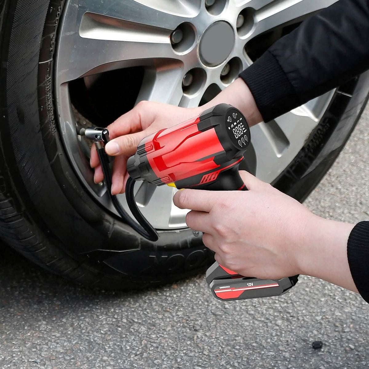 150 PSI 12V Portable Cordless Tire Pump 6000mAh Rechargeable with LED Light - A-1 Thread Vault
