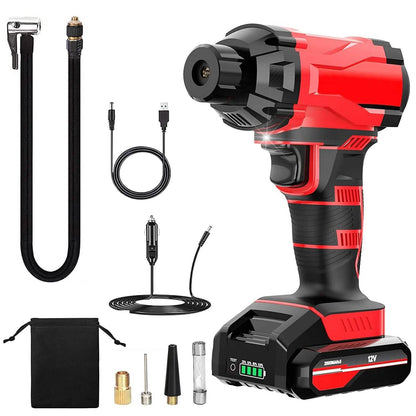 150 PSI 12V Portable Cordless Tire Pump 6000mAh Rechargeable with LED Light - A-1 Thread Vault