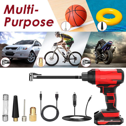 150 PSI 12V Portable Cordless Tire Pump 6000mAh Rechargeable with LED Light - A-1 Thread Vault