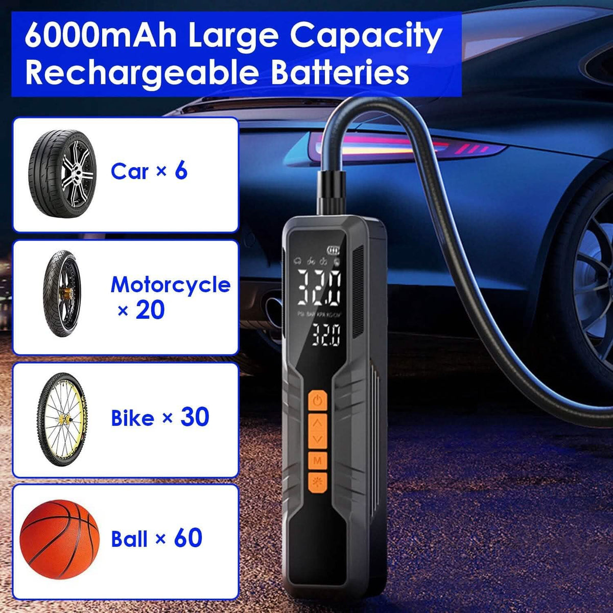 150 PSI Portable Tire Inflator Cordless Digital Air Compressor - A-1 Thread Vault
