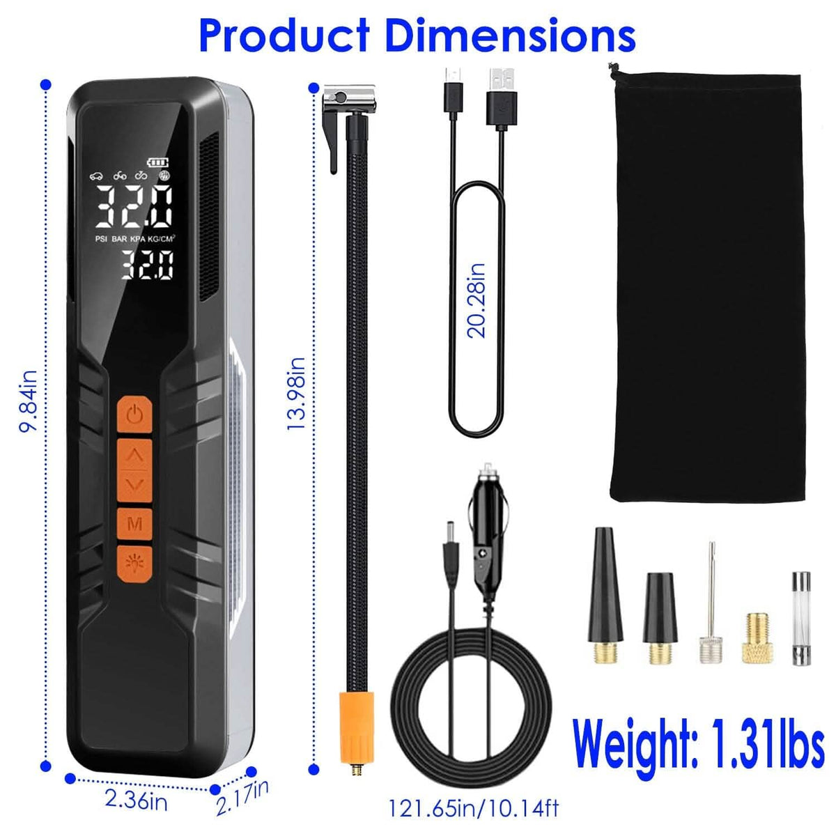 150 PSI Portable Tire Inflator Cordless Digital Air Compressor - A-1 Thread Vault