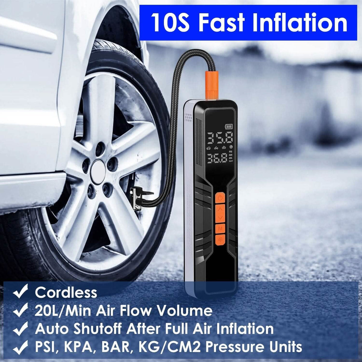 150 PSI Portable Tire Inflator Cordless Digital Air Compressor - A-1 Thread Vault
