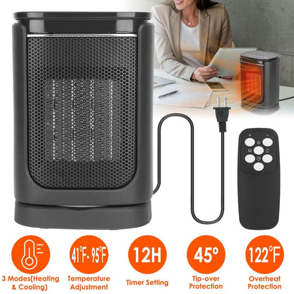 1500W Electric Space Heater Ceramic Heater Fan with 3 Modes Remote Control Digital Display - A-1 Thread Vault