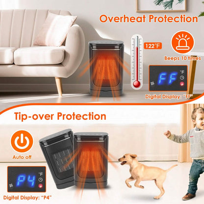 1500W Electric Space Heater Ceramic Heater Fan with 3 Modes Remote Control Digital Display - A-1 Thread Vault