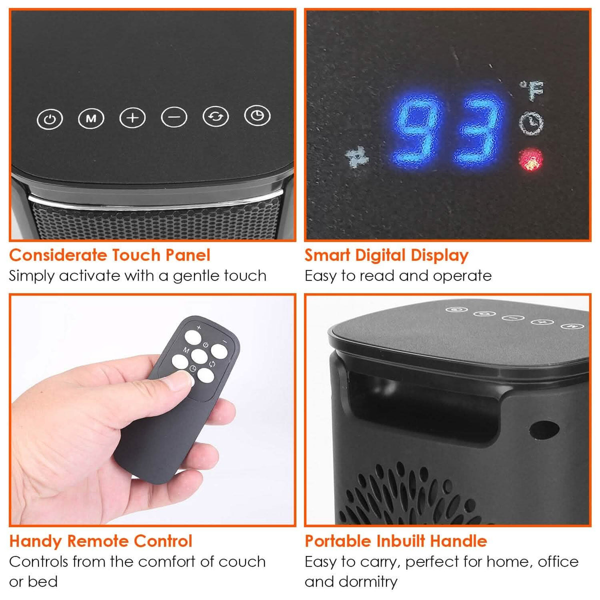 1500W Electric Space Heater Ceramic Heater Fan with 3 Modes Remote Control Digital Display - A-1 Thread Vault