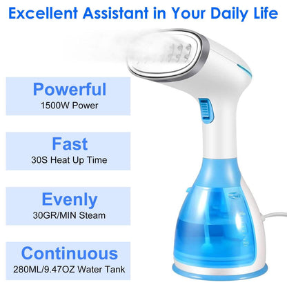 1500W Portable Handheld Clothes Steamer with 2 Brush - A-1 Thread Vault