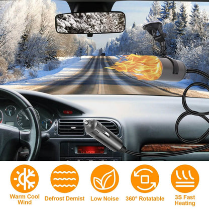 150W Portable Car Heater 2-in-1 Heating Cooling Fan Rotatable Demister Defroster - A-1 Thread Vault
