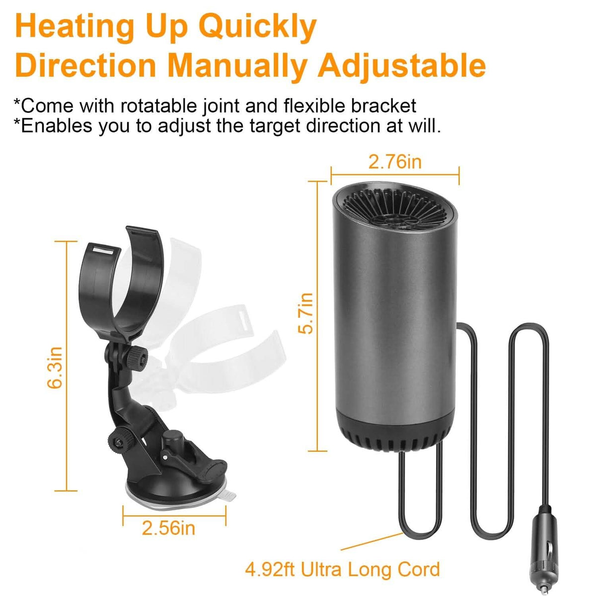 150W Portable Car Heater 2-in-1 Heating Cooling Fan Rotatable Demister Defroster - A-1 Thread Vault