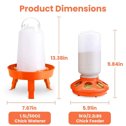 1.5L Chicken Feeder Adjustable Height Waterer Set - A-1 Thread Vault