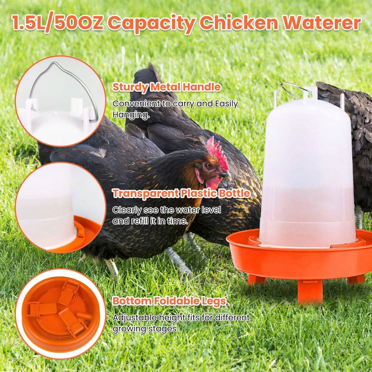 1.5L Chicken Feeder Adjustable Height Waterer Set - A-1 Thread Vault