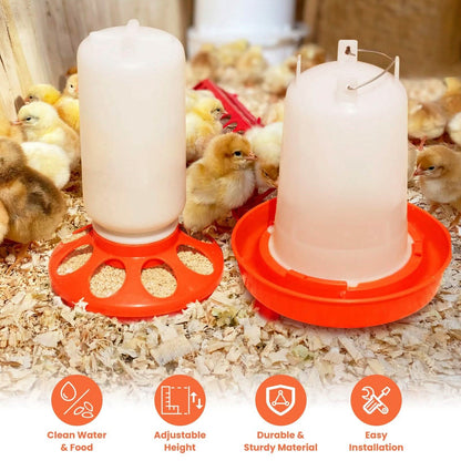 1.5L Chicken Feeder Adjustable Height Waterer Set - A-1 Thread Vault