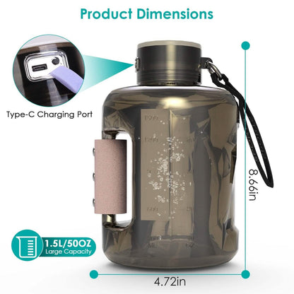 1.5L Large Capacity Portable Rechargeable Hydrogen Water Bottle 6 Min. Quick Electrolysis - A-1 Thread Vault