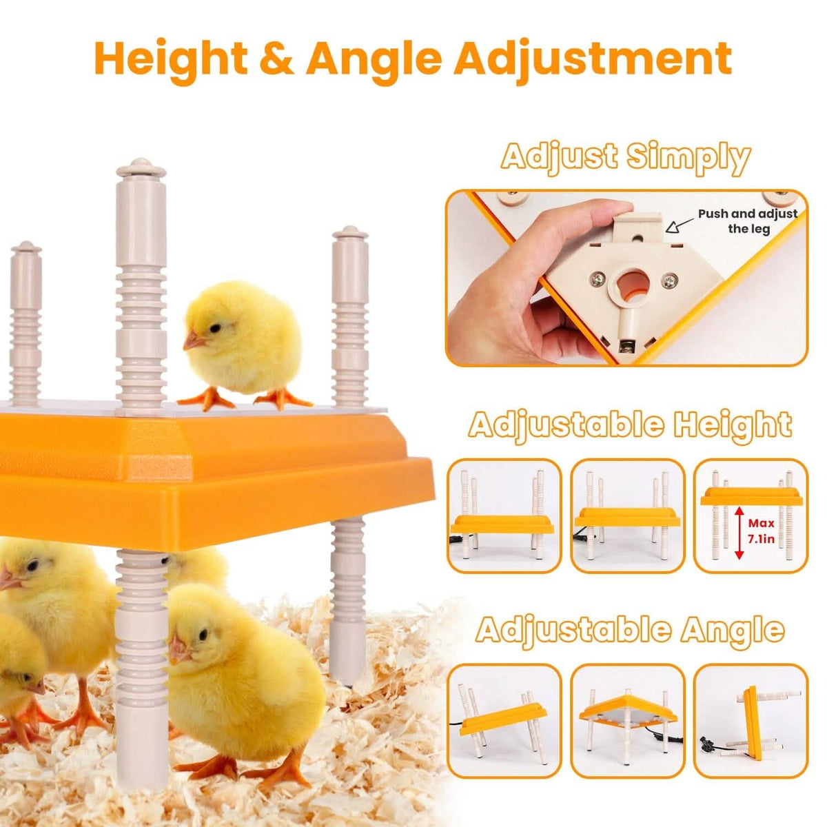 15W Chicken Brooder Heater with Adjustable Height Angle Max 131℉ - A-1 Thread Vault