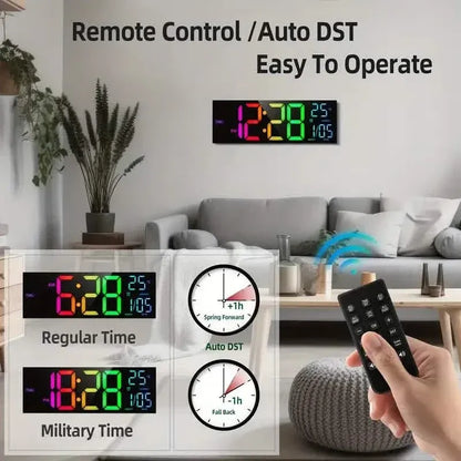 16.2" Large Display Digital Coloring Changing Wall Clock with Built-in Night Light - A-1 Thread Vault