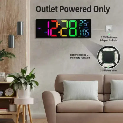 16.2" Large Display Digital Coloring Changing Wall Clock with Built-in Night Light - A-1 Thread Vault