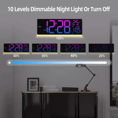 16.2" Large Display Digital Coloring Changing Wall Clock with Built-in Night Light - A-1 Thread Vault