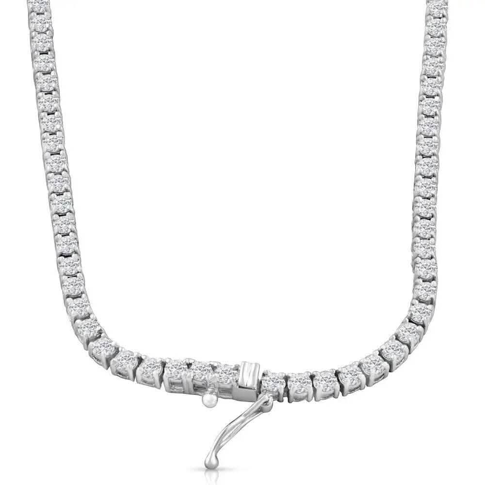 16" 20Ct Diamond Tennis Necklace 14k White Gold Lab Grown - A-1 Thread Vault