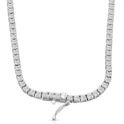 16" 20Ct Diamond Tennis Necklace 14k White Gold Lab Grown - A-1 Thread Vault
