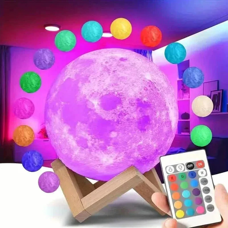 16 Colors Lunar Table Lamp with Remote Control, Creative Small Night Lamp - A-1 Thread Vault