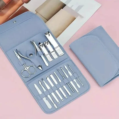 16-Pieces: Nail Clippers Manicure Tool Set with Portable Travel Case - A-1 Thread Vault