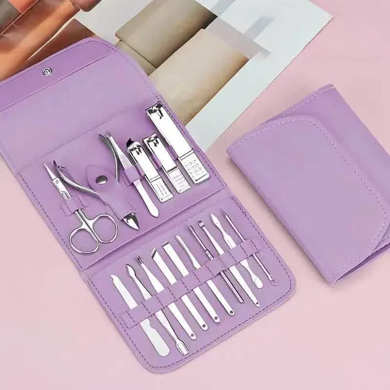 16-Pieces: Nail Clippers Manicure Tool Set with Portable Travel Case - A-1 Thread Vault