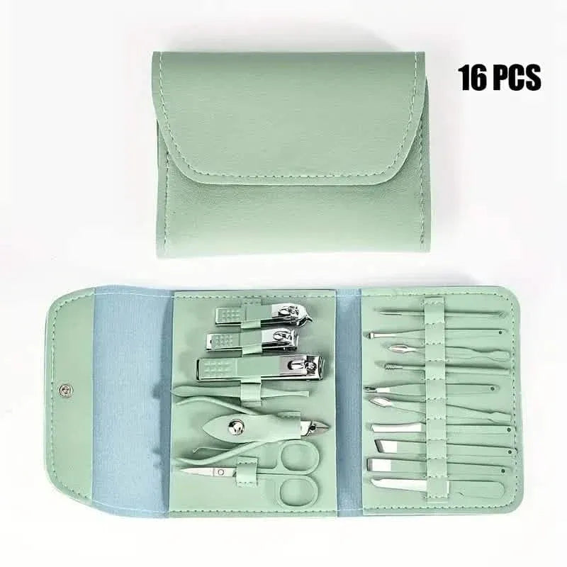 16-Pieces: Nail Clippers Manicure Tool Set with Portable Travel Case - A-1 Thread Vault