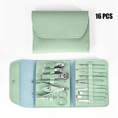 16-Pieces: Nail Clippers Manicure Tool Set with Portable Travel Case - A-1 Thread Vault