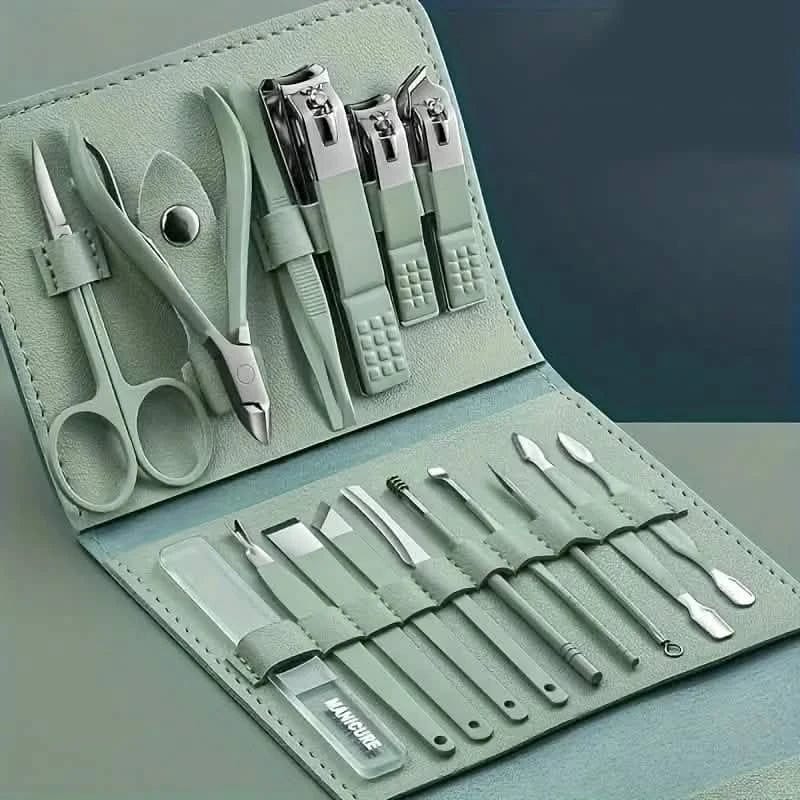 16-Pieces: Nail Clippers Manicure Tool Set with Portable Travel Case - A-1 Thread Vault
