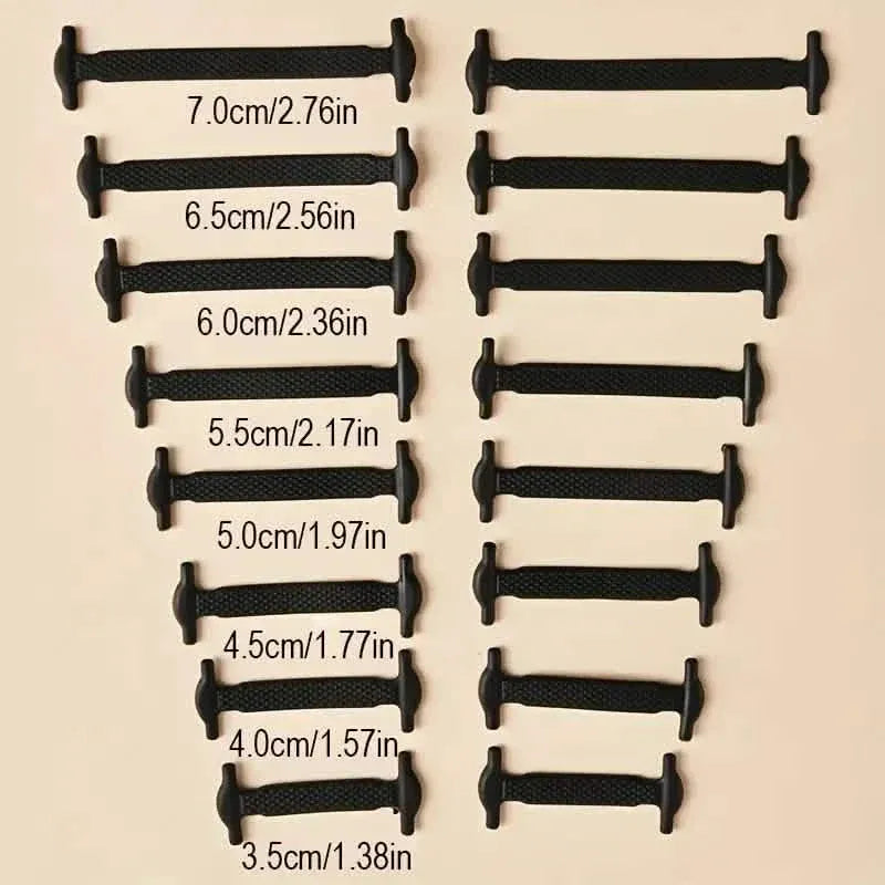 16-Pieces Set: Silicone Elastic Shoe Laces - Free-Tie for Skate, Casual and Sneakers Shoes - A-1 Thread Vault