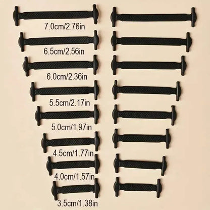 16-Pieces Set: Silicone Elastic Shoe Laces - Free-Tie for Skate, Casual and Sneakers Shoes - A-1 Thread Vault