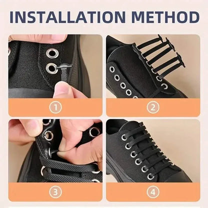 16-Pieces Set: Silicone Elastic Shoe Laces - Free-Tie for Skate, Casual and Sneakers Shoes - A-1 Thread Vault