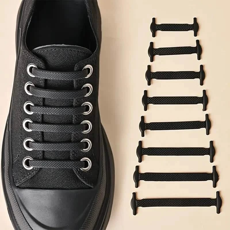 16-Pieces Set: Silicone Elastic Shoe Laces - Free-Tie for Skate, Casual and Sneakers Shoes - A-1 Thread Vault