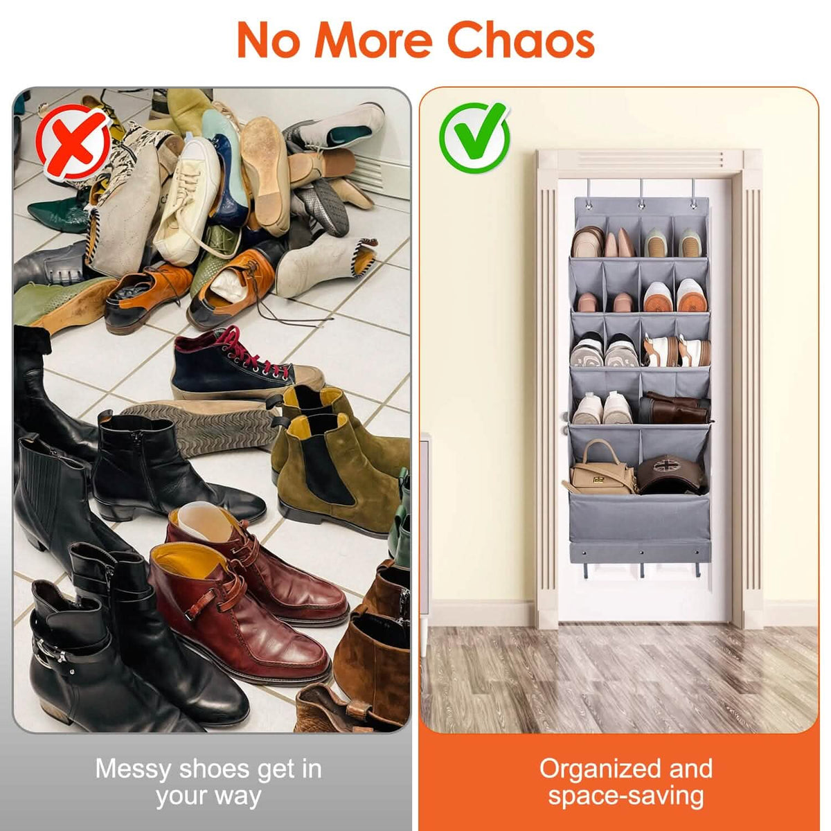 16 Pockets Over The Door Shoe Organizer 5 Tier with 6 Hooks - A-1 Thread Vault