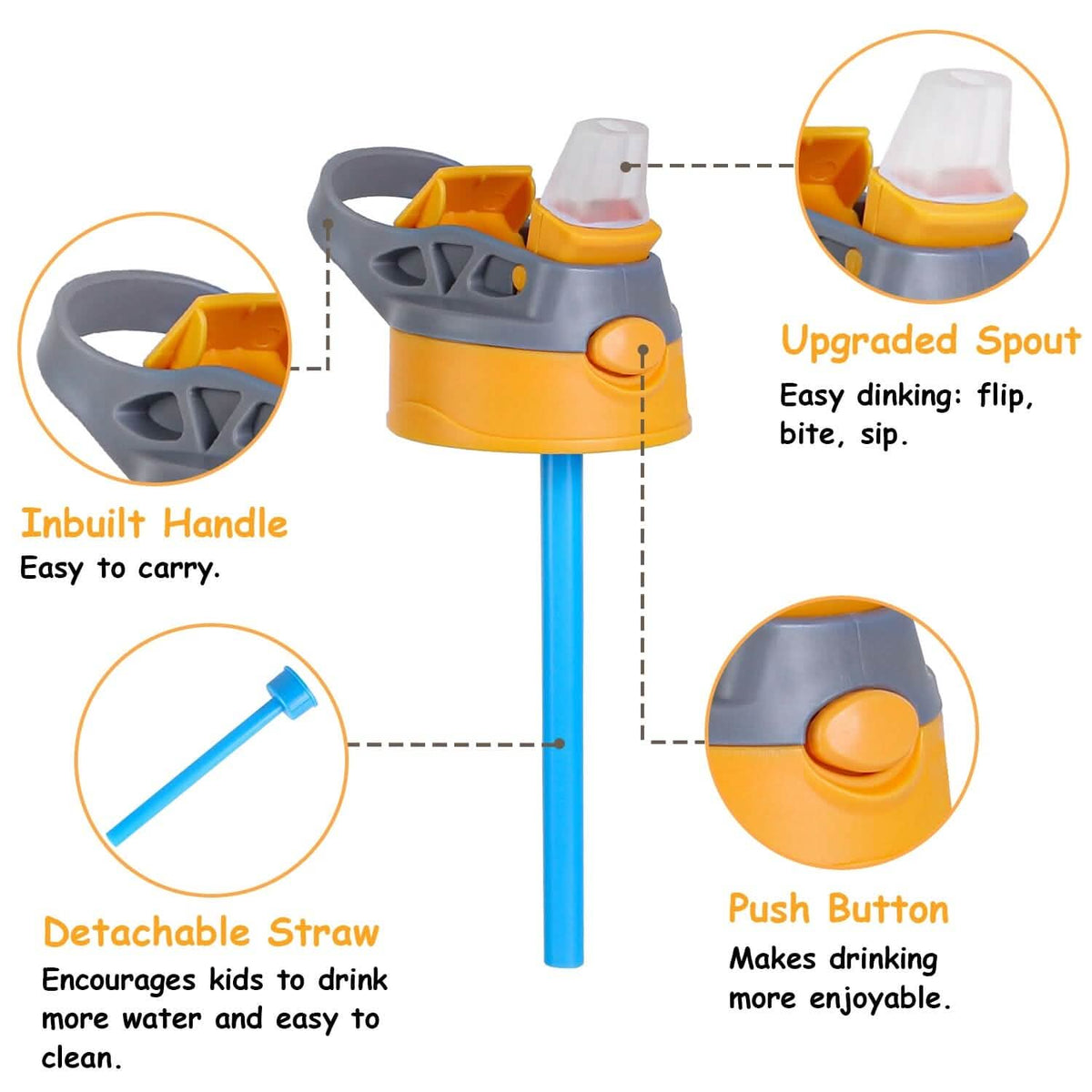 16.2oz Leak-proof Kids Water Bottle with Straw Push Button - A-1 Thread Vault