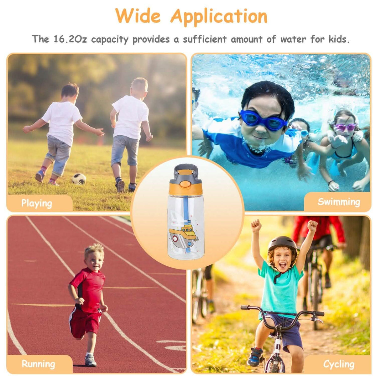16.2oz Leak-proof Kids Water Bottle with Straw Push Button - A-1 Thread Vault