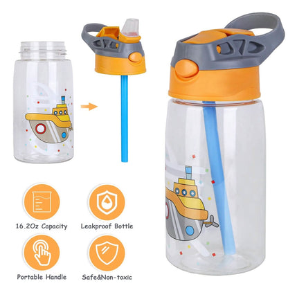 16.2oz Leak-proof Kids Water Bottle with Straw Push Button - A-1 Thread Vault